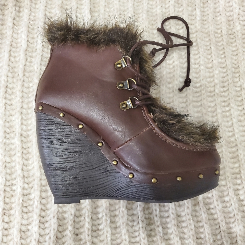 Max Studio Faux Fur Wallaby Wedges
